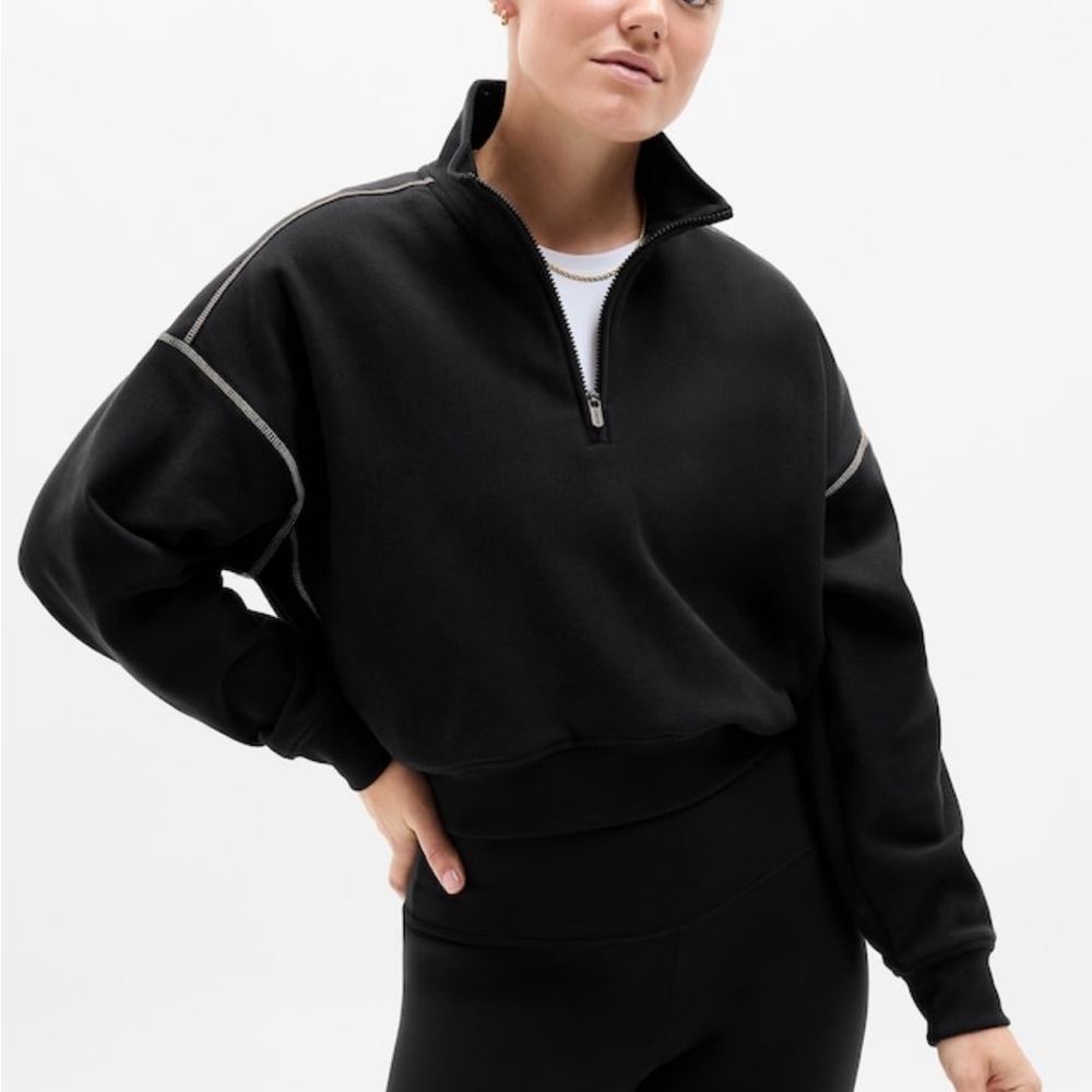 Athleta Black Quarter-Zip Pullover